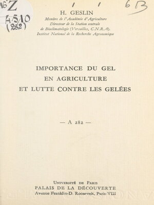 cover image of Importance du gel en agriculture et lutte contre les gelées